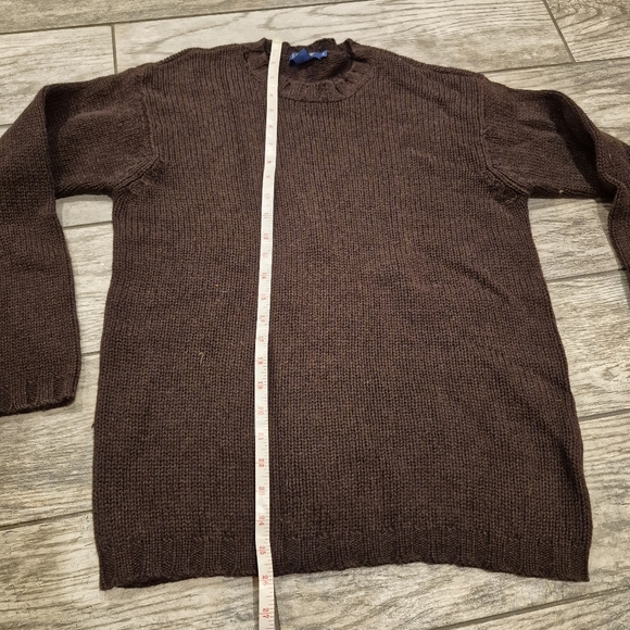 Vintage 90s J.Crew Blue Label 100% Wool Chunky Knit Sweater Brown Mens Small - Picture 5 of 5